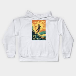 Hawaii Vintage Retro Travel Poster Kids Hoodie